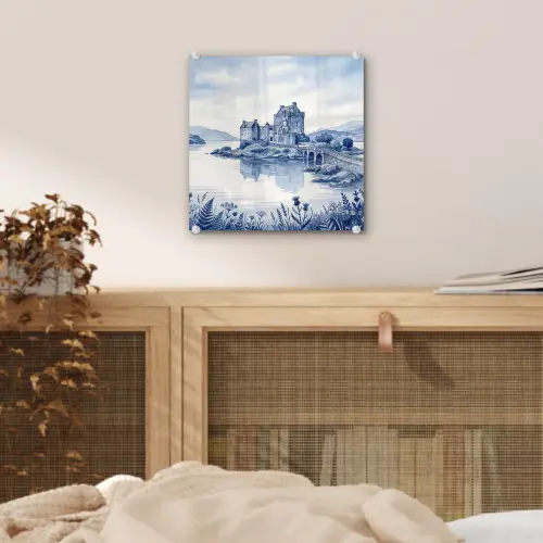 Schots - Kasteel - Blauw - Aquarel plexiglas 5mm klein -sfeer4
