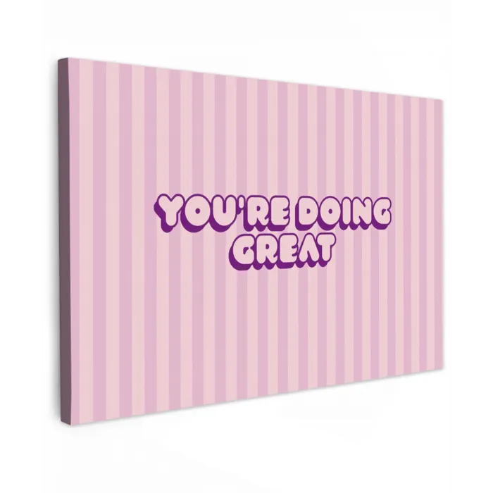 Paars - Strepen - You're doing great - Schaduw Tuinposter op houten frame 2 cm dik klein -3d