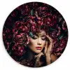 Vrouw - Bloemen - Henna - Portret Wandcirkel kunststof plaat 5mm dik klein -3d