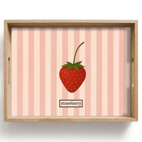 Aardbei - Strepen - Minimalistisch - Rood Dienblad Rechthoek middel -z3d_shopping