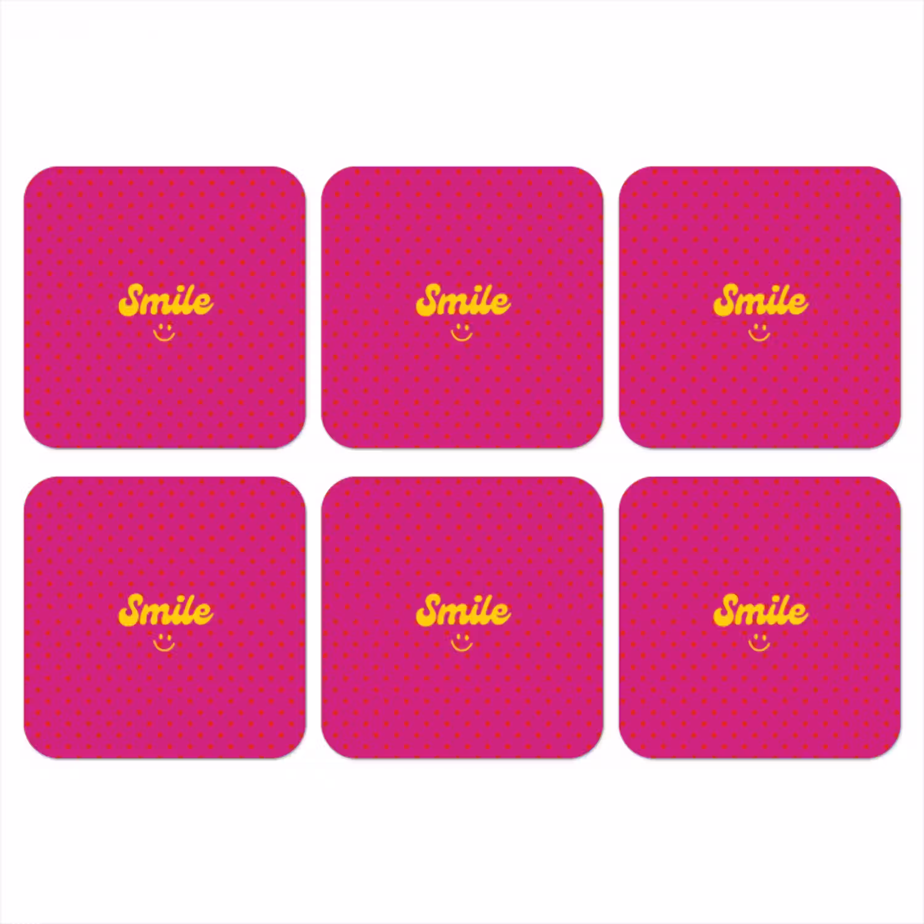 Smile - Stippen - Roze onderzetter kurk middel -3d