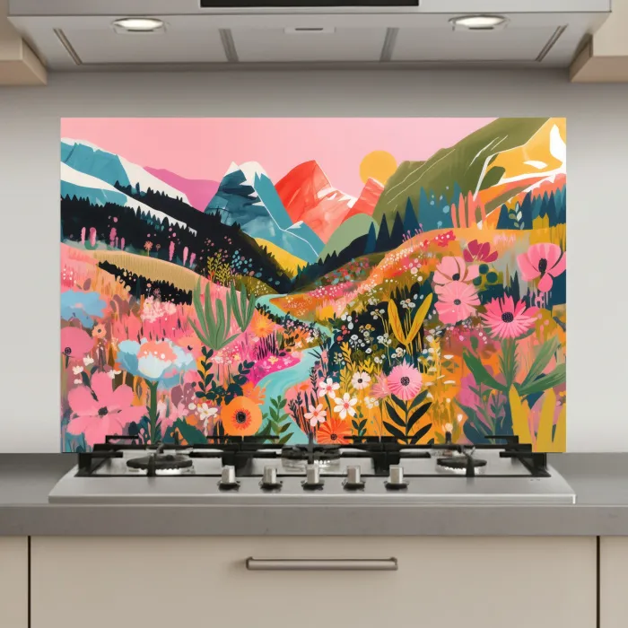Rivier - Diepte - Bloemen keuken achterwand spatscherm klein -3d_website
