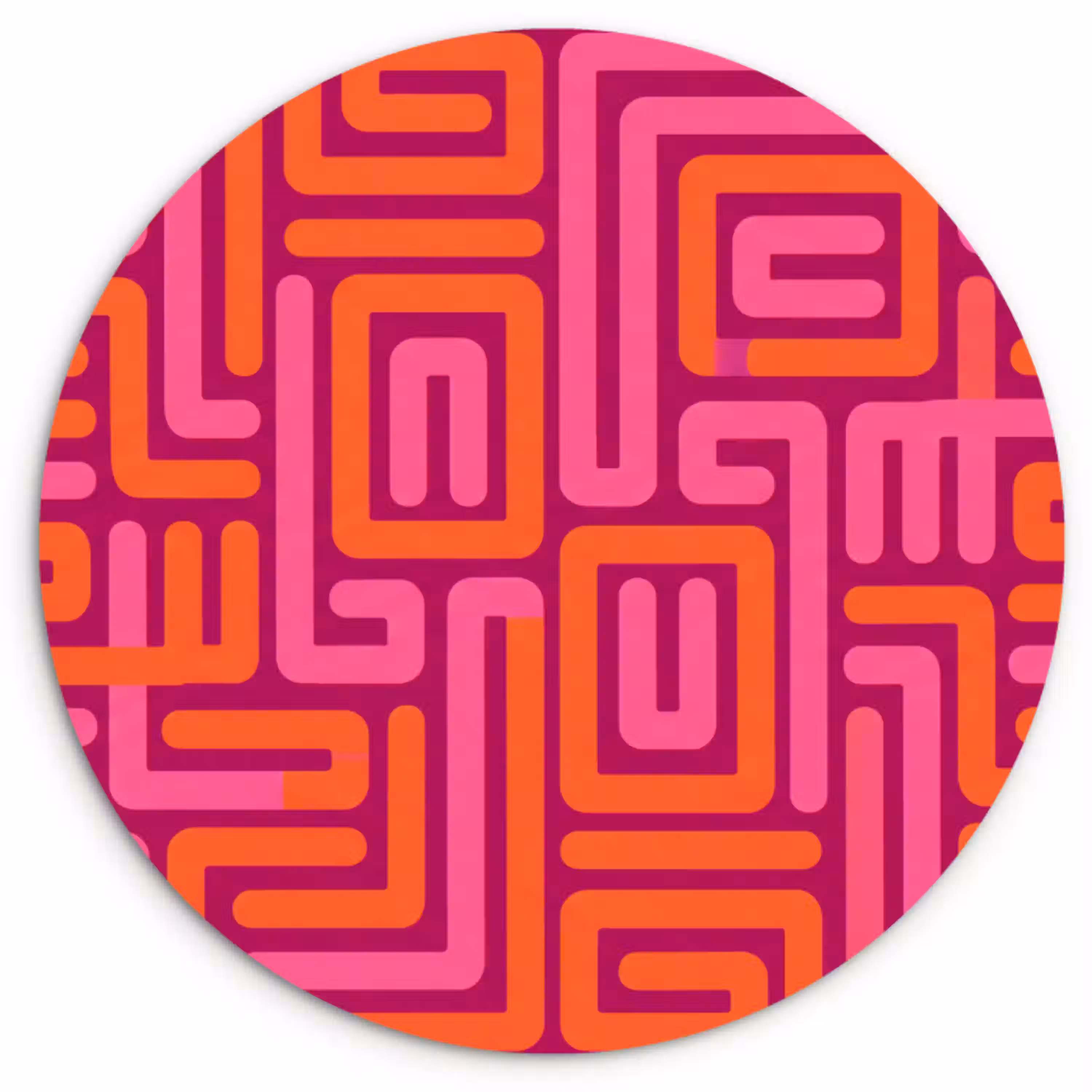 Abstract - Patroon - Lijnen - Roze - Oranje Wandcirkel kunststof plaat 5mm dik klein -3d