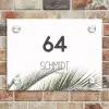 Wit met palmblad - Modern Naambord Rechthoek middel -sfeer3