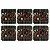 Kerstballen - Rood - Hulsttakken - Patroon onderzetter kurk middel -3d