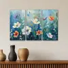Bloemen - Kleurrijk - Blauw - Natuur Canvas - Meerluiken 3 luik klein -sfeer3