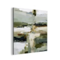 Penseelstreken - Groen - Abstract - Japandi aluminium wit klein -3d