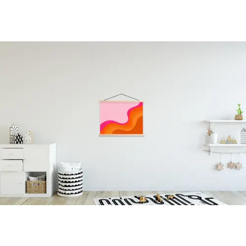 Retro - Waves - Kleurrijk textielposter latten blank klein -kinderkamer