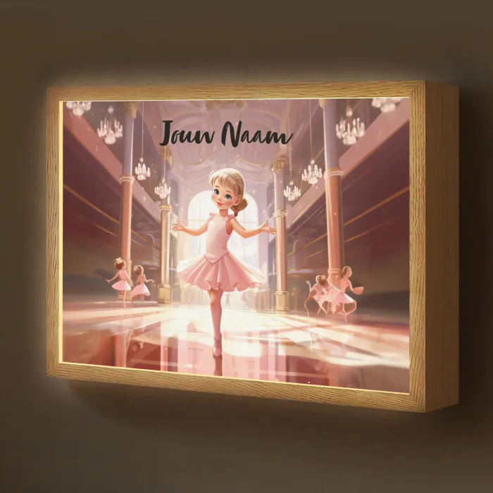 Ballerina - Meisjes - Roze - Kinderen Light Box met batterij (Wandlamp kind) middel -z3d_website