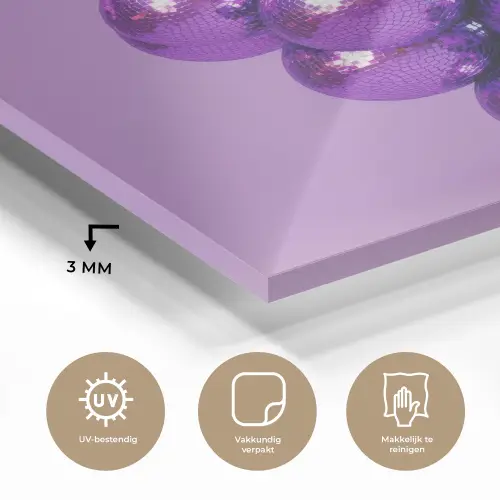 Druif - Disco - Glitter - Paars plexiglas 5mm klein -sfeer2