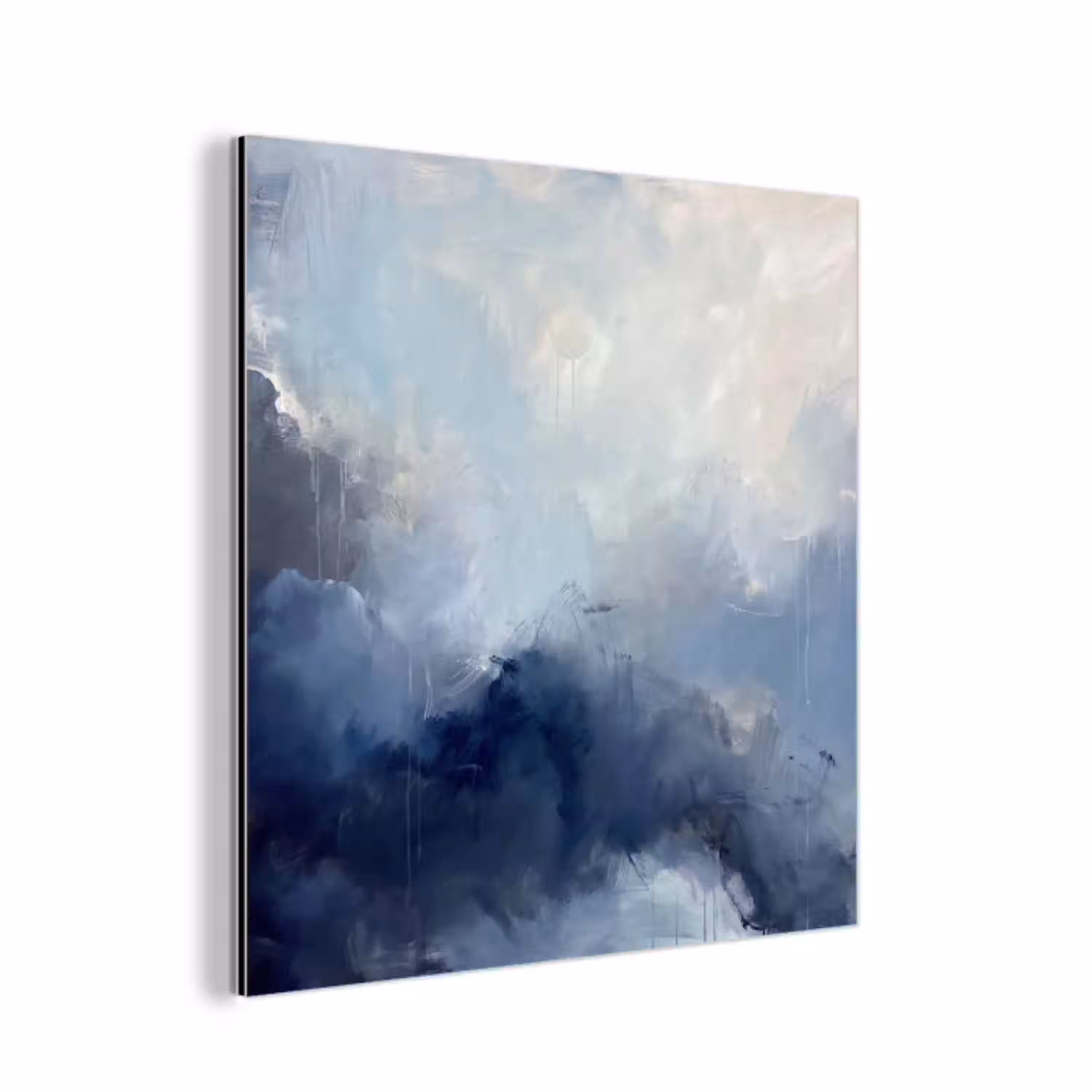 Abstract - Wolken - Modern - Blauw - Kunst aluminium wit klein -3d