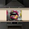 Lippen - Graffiti - Expressief keuken achterwand spatscherm klein -sfeer1