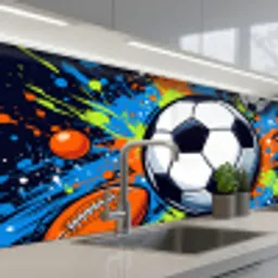 Sport - Ballen - Kleurrijk keuken achterwand 2 middel -3d_schuin