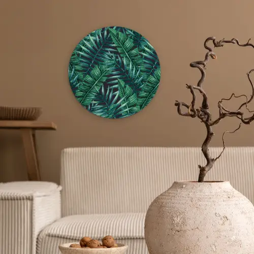 Bladeren - Tropisch - Jungle -  Natuur Wandcirkel kunststof plaat 5mm dik klein -sfeer1