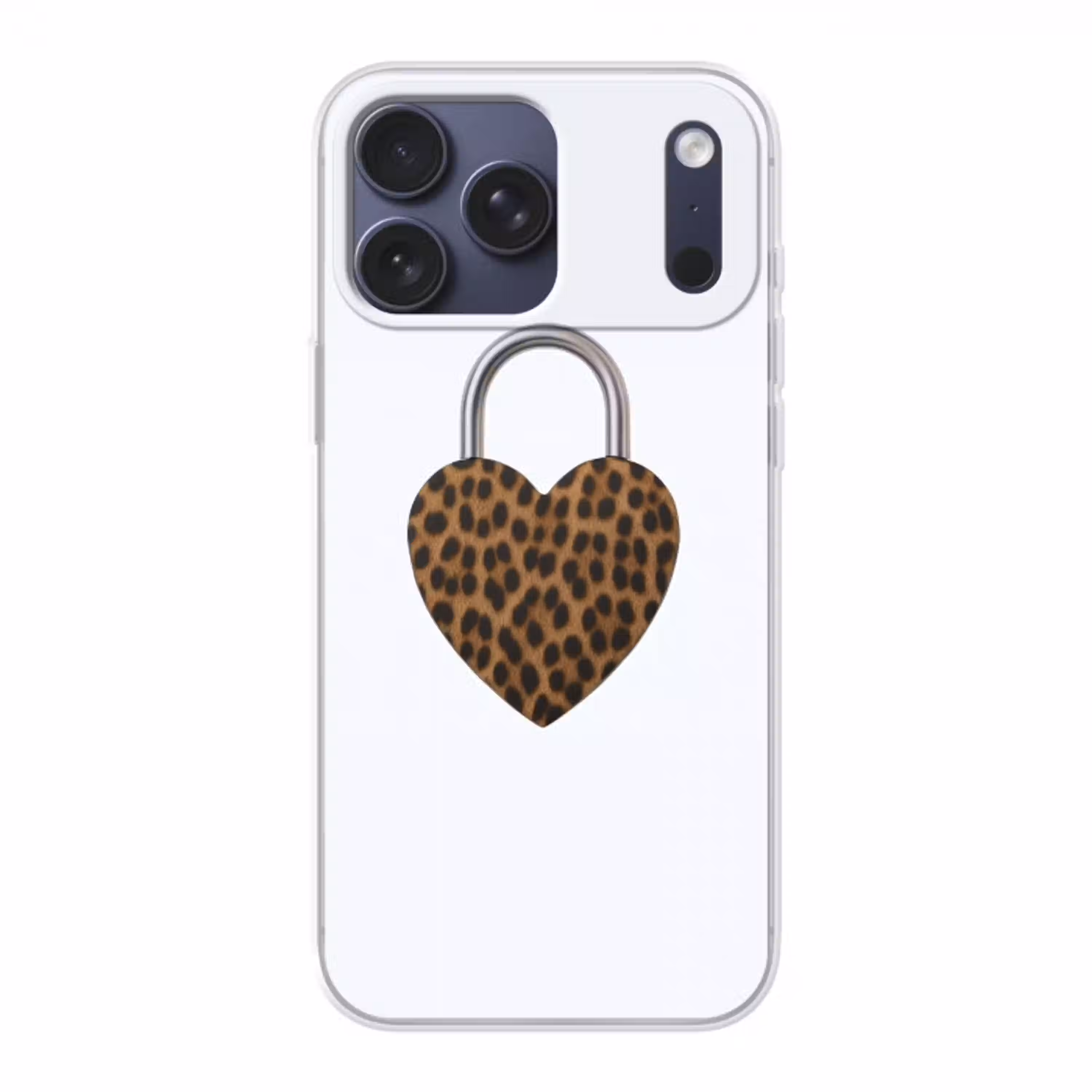 Slot - Hartvormig - Bruin - Panterprint Telefoonhoesje iPhone 17 Pro Max klein -3d