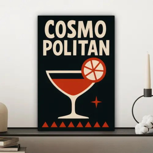Cocktail - Zwart - Illustratie canvas 2cm klein -sfeer6