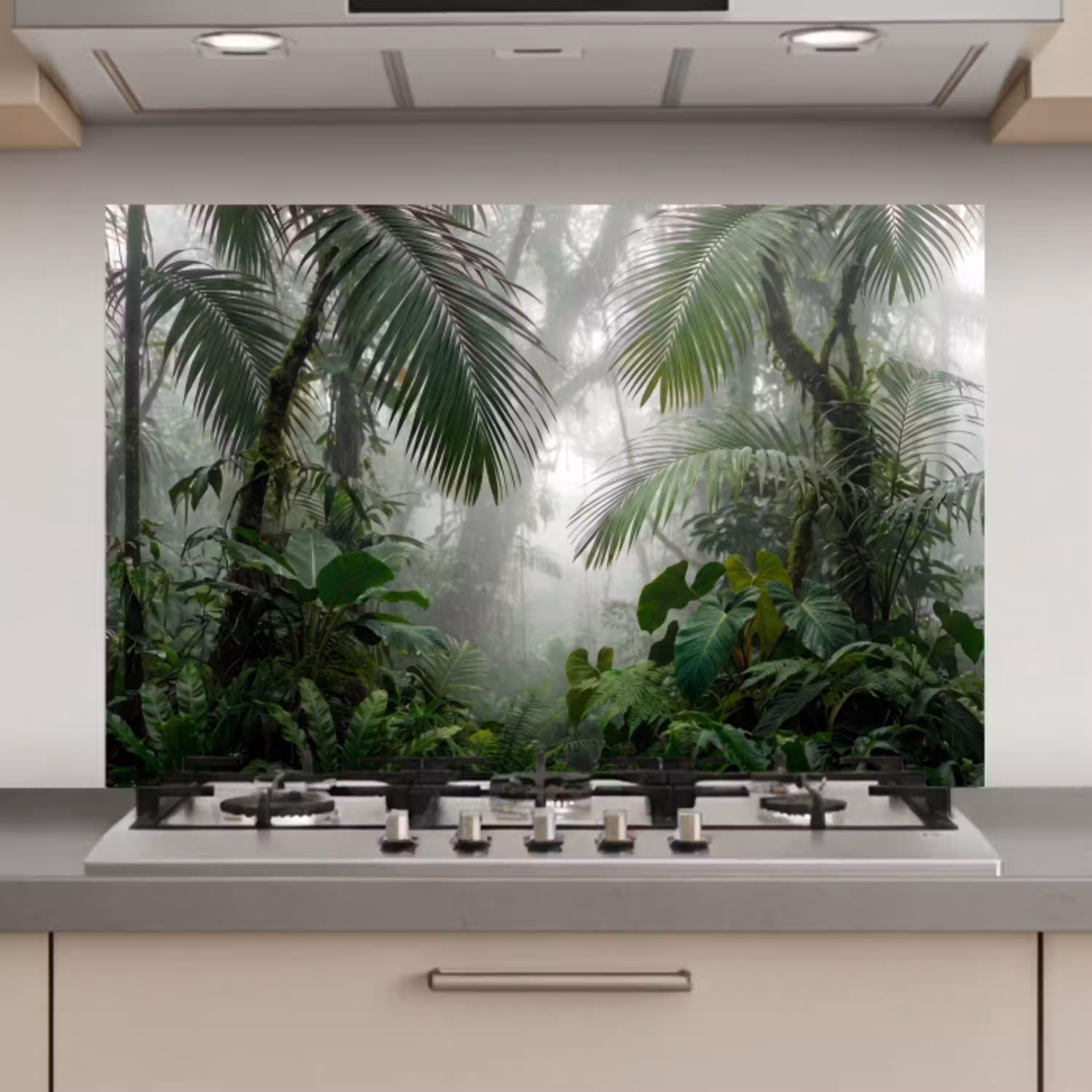 Natuur - Jungle - Mist - Tropisch - Groen keuken achterwand spatscherm klein -3d_website