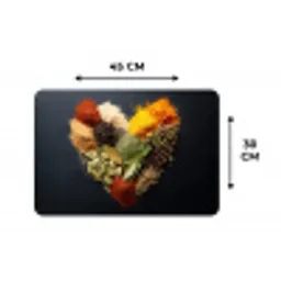 Specerijen - Mix - Hartvorm - Zwart Placemat vinyl groot -specs