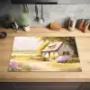 Huisje - Hout - Bloemen Inductie beschermer vinyl 3mm klein -sfeer5