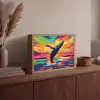 Zonsondergang - Walvis - Geschilderd - Kleurrijk Light Box met batterij (Wandlamp) middel -sfeer2