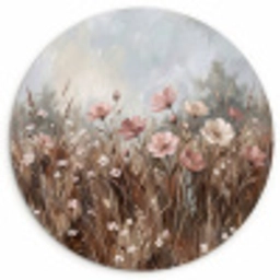 Bloemen - Botanisch - Schilderij - Pastel - Rustiek Wandcirkel kunststof plaat 5mm dik klein -3d