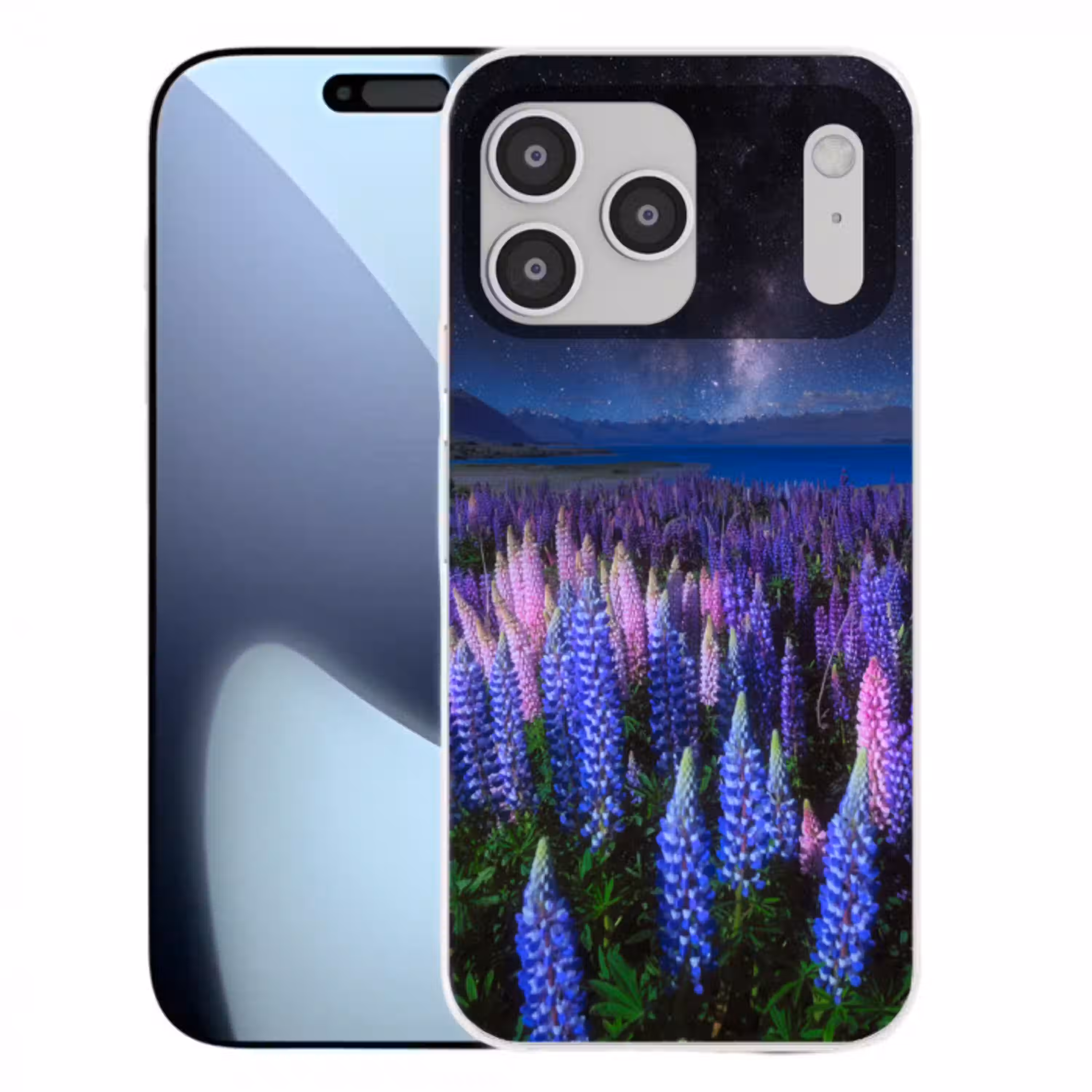 Bloemen - Nacht - Lupine - Sterrenhemel - Paars - Natuur Telefoonhoesje iPhone 17 Pro Max klein -3d