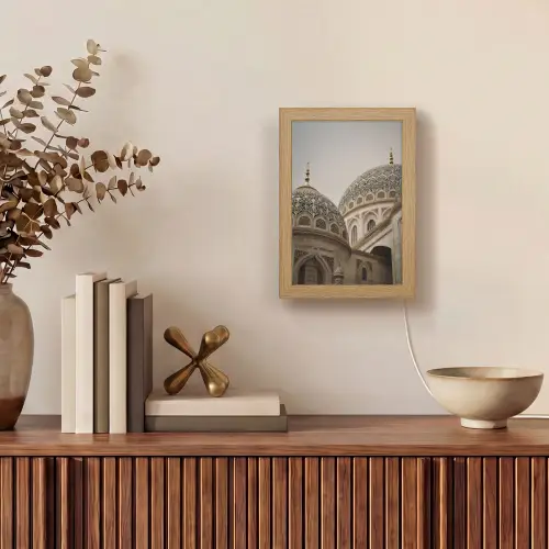 Mozaïekkoepels - Gouden spitsen - Islamitisch Light Box met kabel (Tafellamp) klein -sfeer2