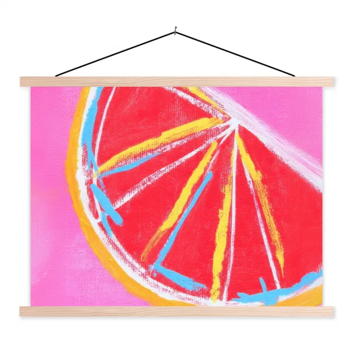 Grapefruit - Geschilderd - Roze - Strepen textielposter latten blank klein -3d