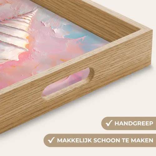 Schelp - Pastel - Pink Dienblad Rechthoek middel -USP_HandgreepNL