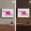 Bisou - Blauw - Roze - Lippen Light Box met batterij (Wandlamp) middel -sfeer3