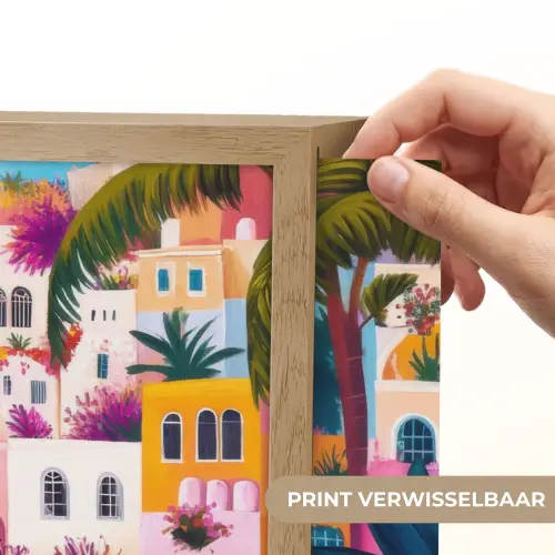Kleurrijk - Roze - Oranje - Geel - Bloemen Light Box met batterij (Wandlamp) middel -USP_websiteprintNL