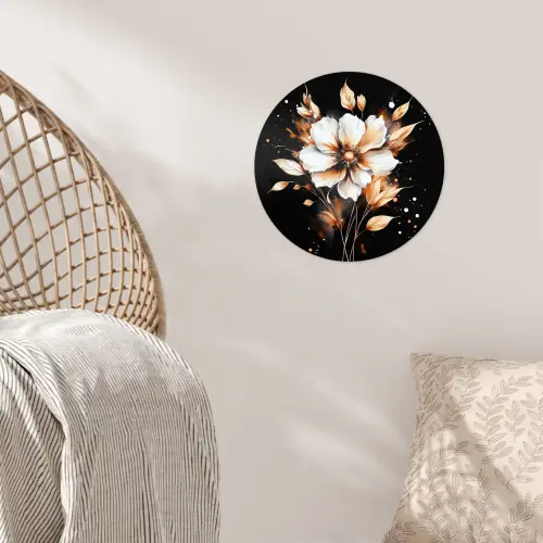 Bloem - Verf - Goud - Graffiti - Modern Wandcirkel behangsticker klein -sfeer4