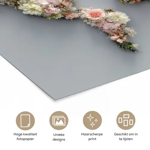Wereldkaart - Rozen - Roze poster papier klein -closeup_NL