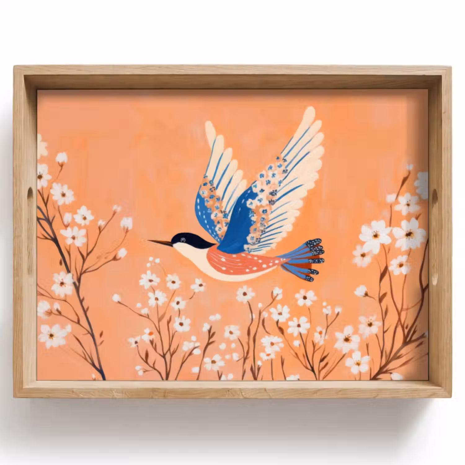 Dienblad - Vogel - Bloesemtakken - Warm - Kleurrijk