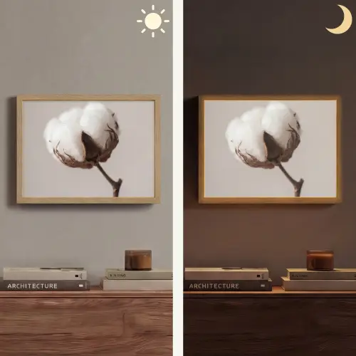 Katoenbol - Minimalistisch - Wit Light Box met batterij (Wandlamp) middel -sfeer3