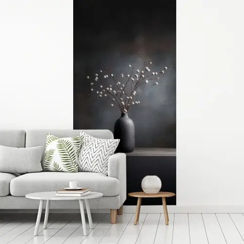 Takken - Vaas - Bolletjes - Wit fotobehang vinyl groot -woonkamer
