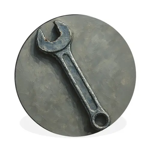Steeksleutel - Schilderij - Gereedschap - Verf Wandcirkel aluminium klein -3d