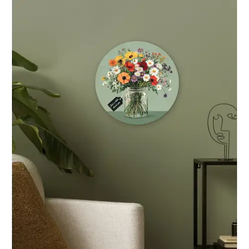 Bloemen - Vaas - Kaartje Wandcirkel kunststof plaat 5mm dik klein -sfeer3