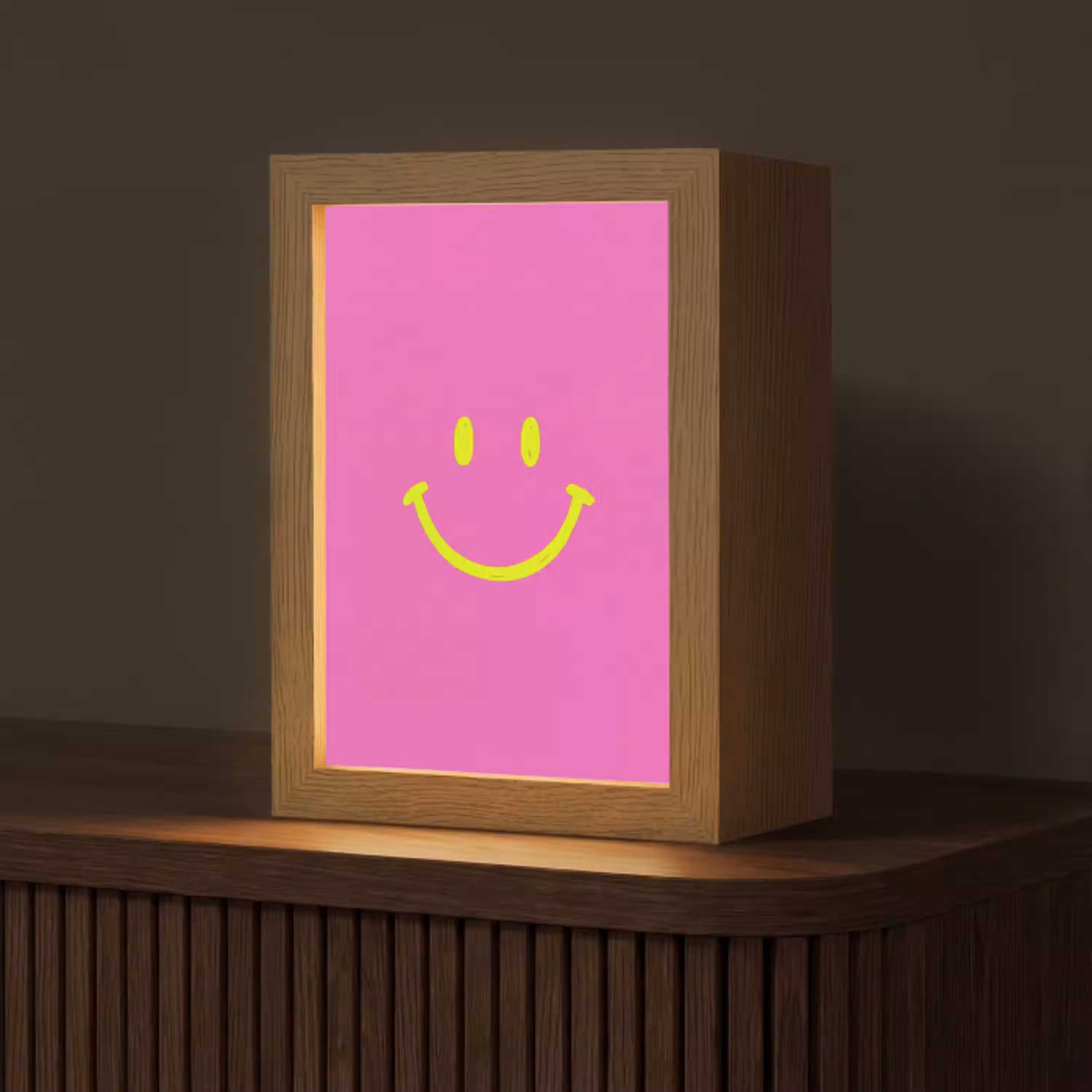 Smiley - Vrolijk - Roze Light Box met kabel (Tafellamp) klein -z3d_website