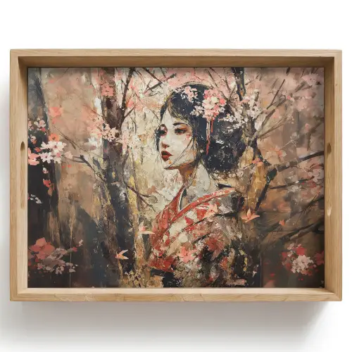 Kimono - Vrouw - kersenbomen Dienblad Rechthoek middel -z3d_shopping