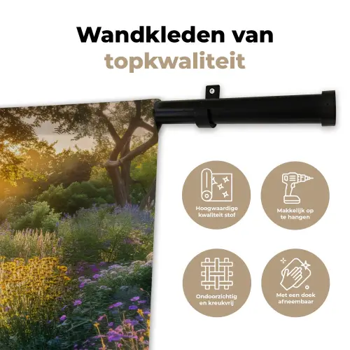 Pad - Bloemen - Park Wandkleed katoen klein -sfeer2