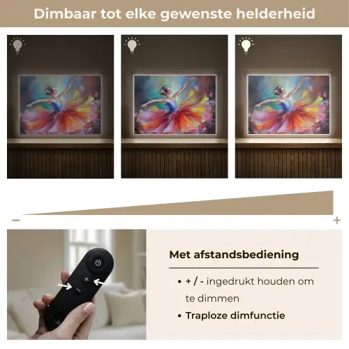 Schilderij - Olieverf - Dans - Ballerina Light Box met batterij (Wandlamp) middel -USP_dimbaarNL
