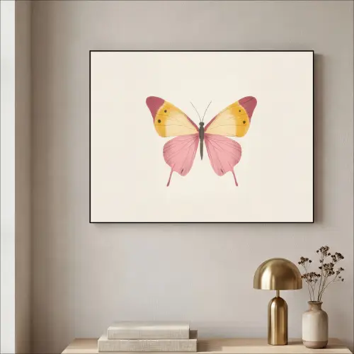 Vlinder - Illustratie - Roze Textielframe zwart klein -sfeer2