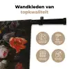 Stilleven met bloemen en een horloge - Schilderij van Abraham Mignon Wandkleed katoen klein -sfeer2