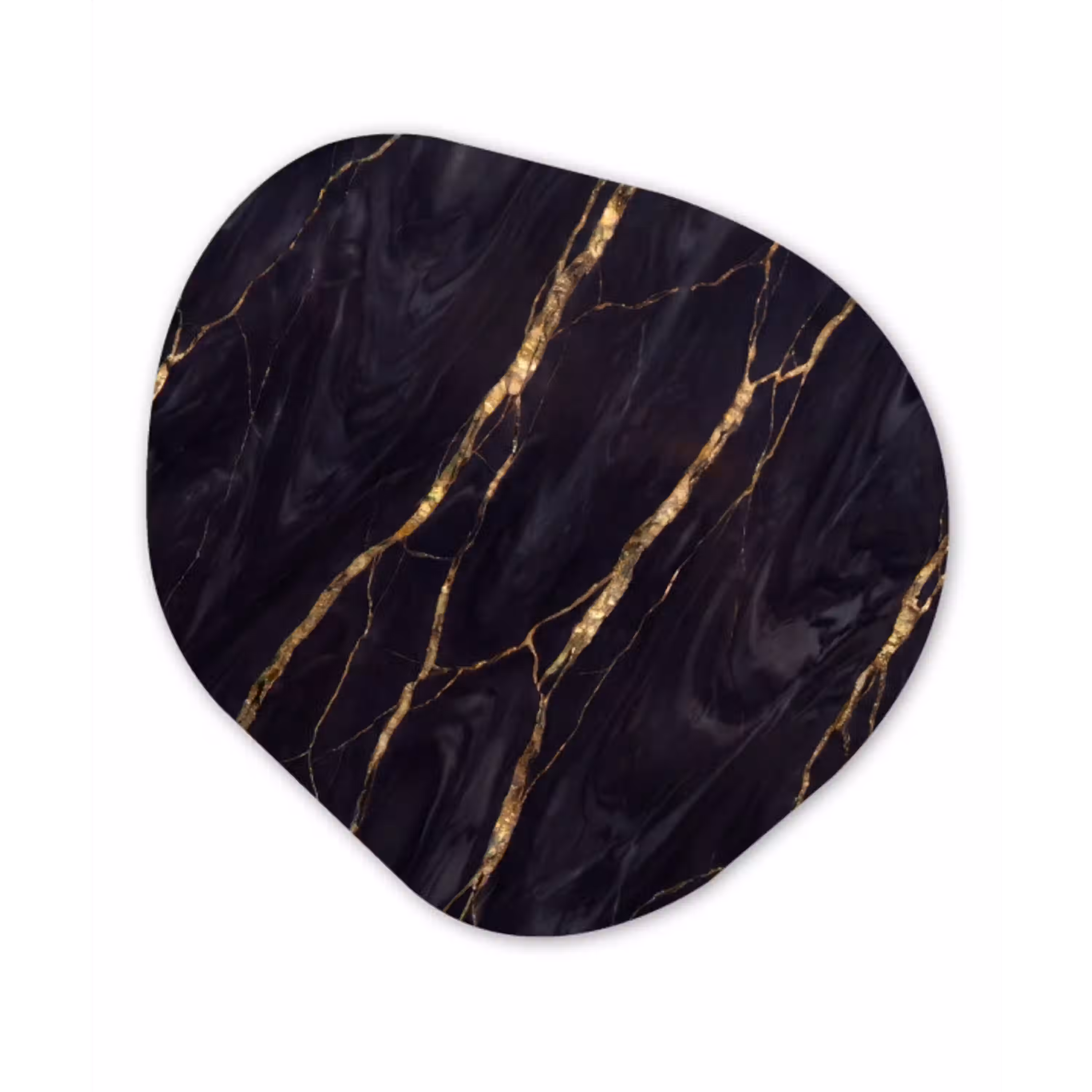 Marmer - Gouden aders - Abstract - Zwart Wandcirkel Organisch Aluminium middel -3d