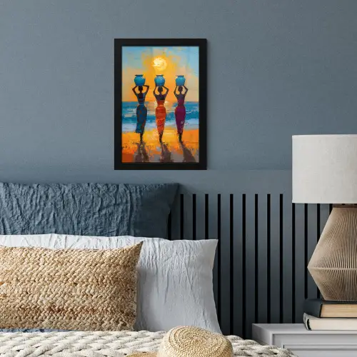 Vrouwen - Strand - Zondsondergang fotolijst zwart zonder passe partout klein -sfeer3