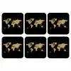 Wereldkaart - Beige - Zwart onderzetter kurk middel -3d