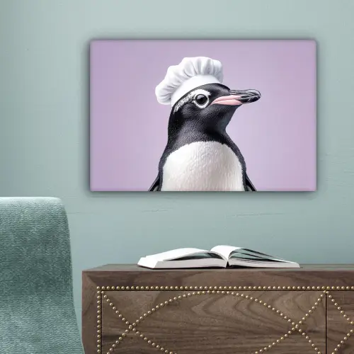 Pinguïn - Koksmuts - Lief - Paars canvas 2cm klein -sfeer4
