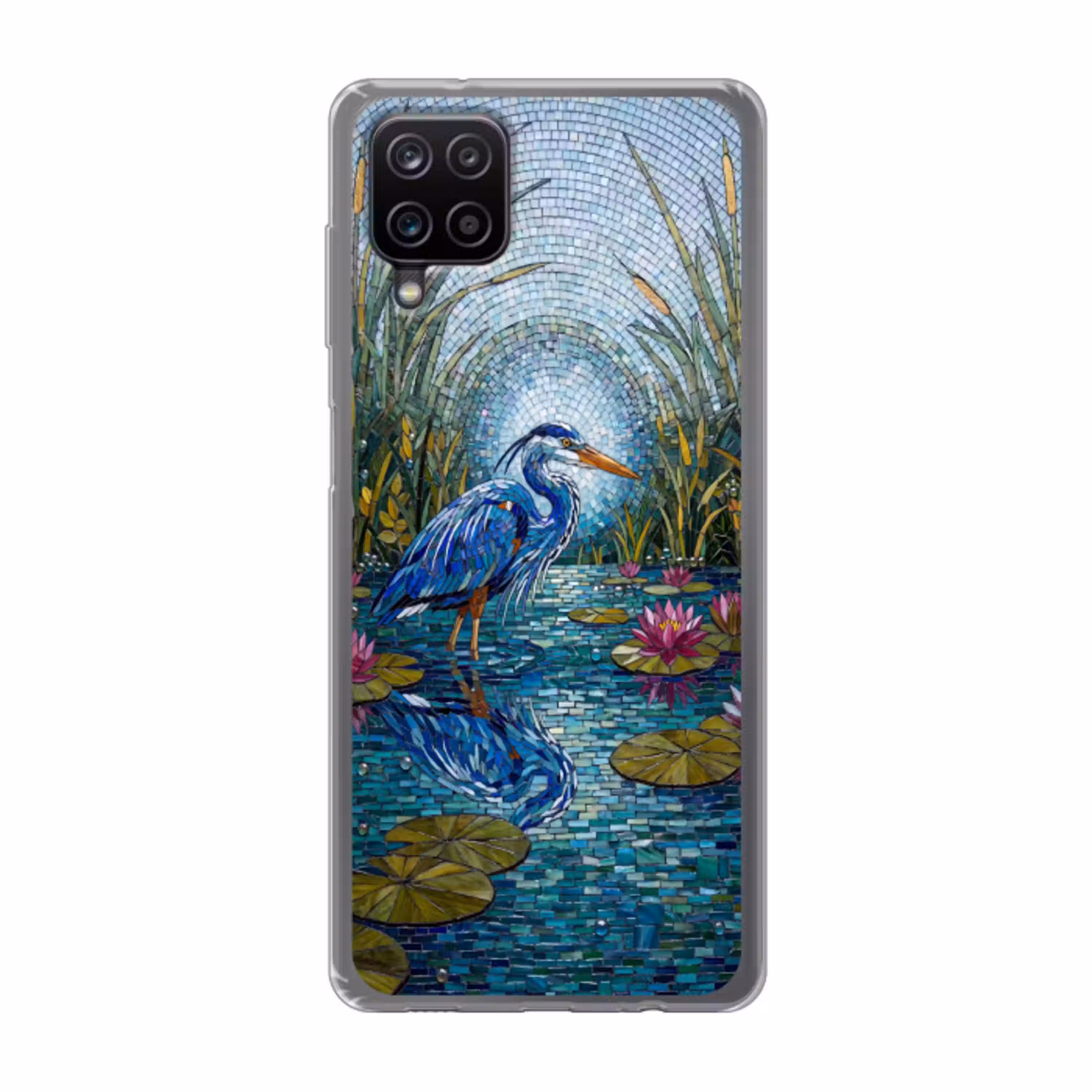 Vogel - Water - Natuur - Abstract - Blauw Telefoonhoesje Samsung Galaxy A12 klein -3d