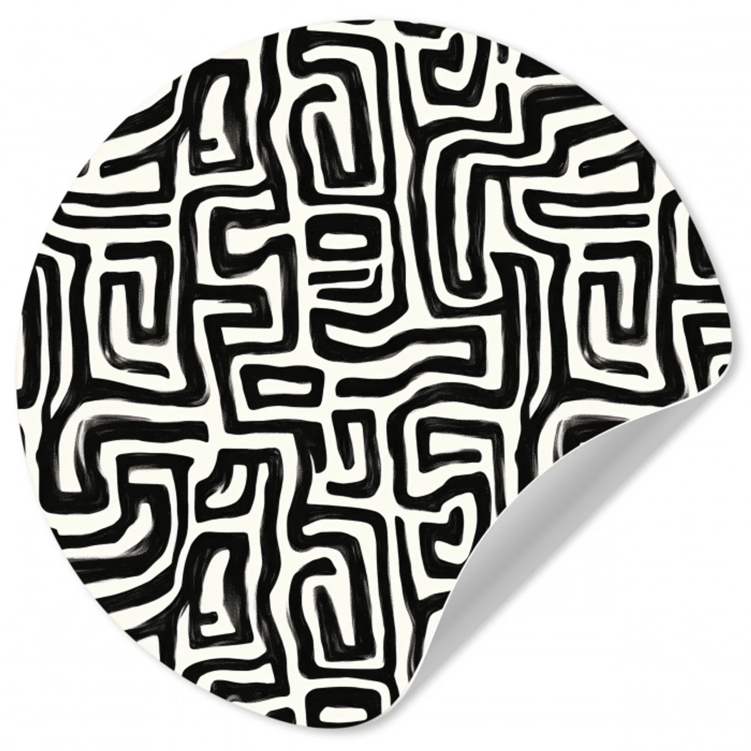 Grafisch - Lijnen - Zwart - Wit Wandcirkel behangsticker klein 186 -3d